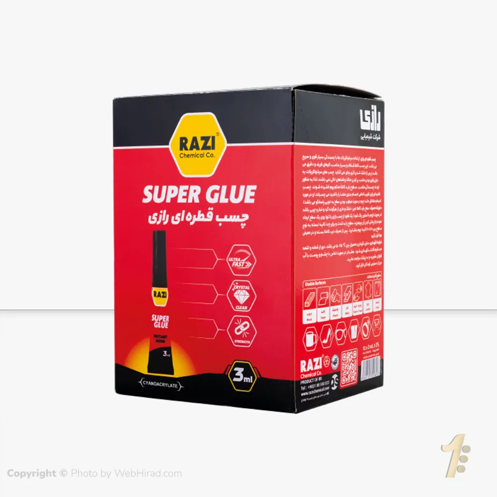 عکس جعبه پک چسب قطره ای رازی 3 میل تیوبی رازی
